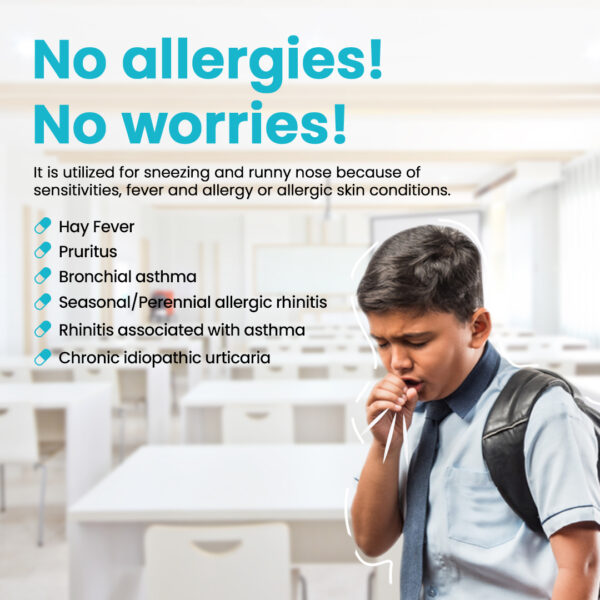 LEVOGEM-M Levocetirizine is an over-the-counter antihistamine used to relieve allergy symptoms such as watery eyes, runny nose, itching eyes/nose, sneezing, hives, and itching. Montelukast is a leukotriene antagonist. It works by blocking the action of chemical messenger (leukotriene). This reduces inflammation (swelling in the airways and nose and improves symptoms