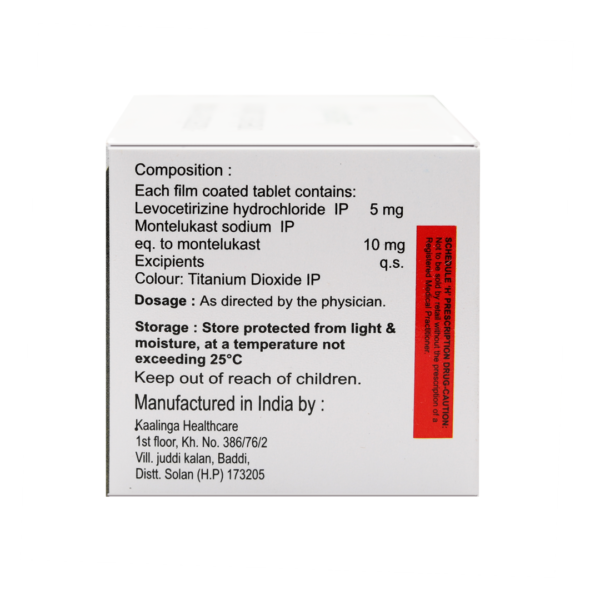 LEVOGEM-M Levocetirizine is an over-the-counter antihistamine used to relieve allergy symptoms such as watery eyes, runny nose, itching eyes/nose, sneezing, hives, and itching. Montelukast is a leukotriene antagonist. It works by blocking the action of chemical messenger (leukotriene). This reduces inflammation (swelling in the airways and nose and improves symptoms