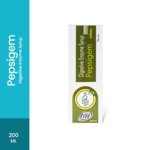 Pepsigem When Digestive is becoming difficult Fungal Diastase 50 mg & Pepsin 10 mg Pepsin A proteolytic enzyme which breaks down proteins & peptides into simpler molecules Fungal Diastage Natural pro-digestive enzyme, used in disturbance of Gl function and prevention of mal absorption of food Dyspepsia, Heartburn, Flatulence, Loss of appetite