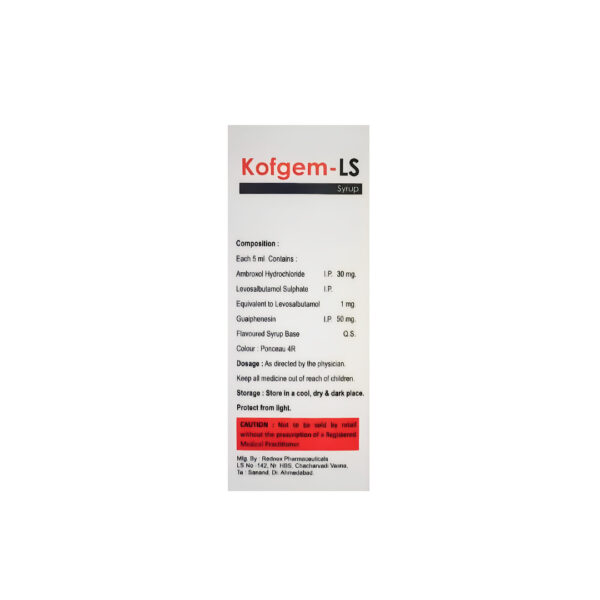 Kofgem-LS When the cough makes yoy uncomfortable Ambroxol Possesses mucokinetic & secretolytic properties Reduces Bronchial Hyper reactivity Effective antioxidant & anti-inflammatory action Terbutalin Prevents bronchospasmin patients with with bronchial asthma associated with bronchitis & emphysema Guaiphenesin Reduces sickness & increase the output of respiratory secretions Menthol Soothensthe inflammed throat RX:  Productive Cough, Bronchospasm Bronchial Asthma, Chronic Bronchitis, COPD